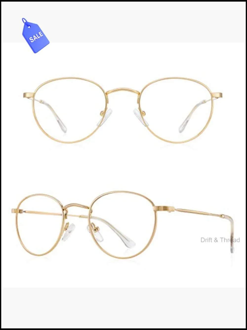 Classic Round Vintage Metal Reading Glasses Blue Light Blocking Computer Readers